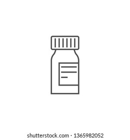 Pills Bottle Related Vector Line Icon. Drugs. Isolated on White Background. Editable Stroke.