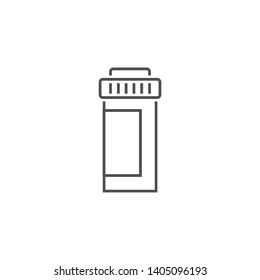 Pills Bottle Related Vector Line Icon. Drugs. Isolated on White Background. Editable Stroke.