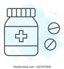 Pills bottle thin line icon, medical and healthy, drugs sign vector graphics, a linear pattern on a white background, eps 10.