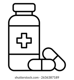 Pills Bottle Vector Icon Illustrating Drug Storage