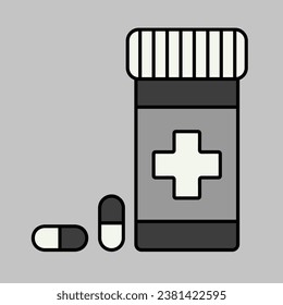 Pills box for pet vector grayscale icon. Pet animal sign. Graph symbol for pet and veterinary web site and apps design, logo, app, UI