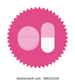pills for breast cancer in round frame vector illustration