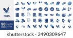 Pills capsule icon. Medical tablet icon set vector illustration on isolated background. Healthcare drug sign business concept.
