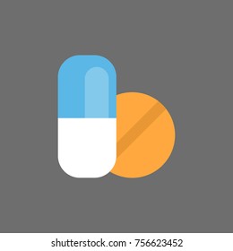 Pills And Capsule Icon Medical Treatment Concept Flat Vector Illustration