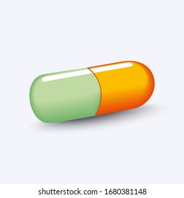 Pillenkapsel einzeln auf weißem Hintergrund Vektorillustration