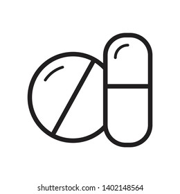 pills and capsule line icon vector