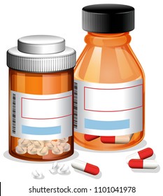 Pills and Capsule on White Background illustration
