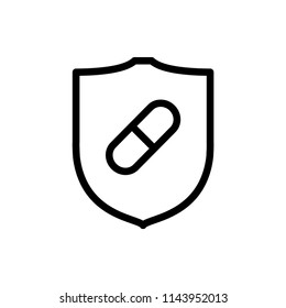 pills capsule tablet with shield icon 