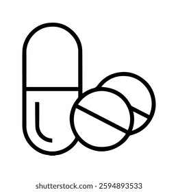 Pills And Capsule Tablets Icon. Prescription Drugs Illustration. Pharmaceutical Pills. Drugs And Pharmaceutical Products Isolated On White Background.