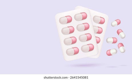 pills capsules blisters set for Pharmacy with place for text space for inserting text or announcements.
