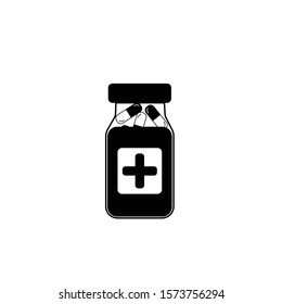 Pills capsules in the bottle icon