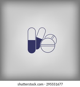 Pills and capsules icon  