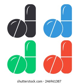 pills and capsules icon - colored vector illustration