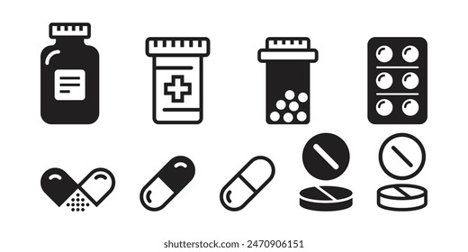 Pills capsules icon in flat style. Medical tablet vector illustration on isolated background. Healthcare drug sign business concept.