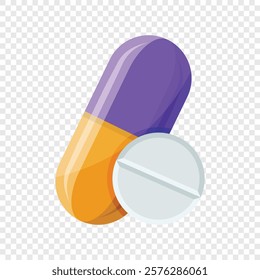 Pills capsules icon in flat style. Medical tablet vector illustration on isolated background. Healthcare drug sign business concept.