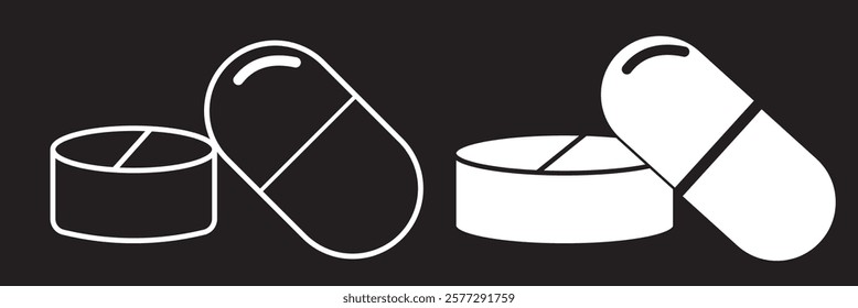 
Pills capsules icon in flat style. Medical tablet vector illustration on isolated background. Healthcare drug sign business concept. 1176
