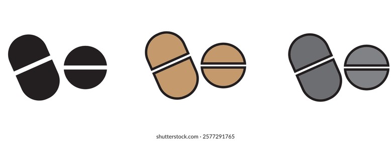 
Pills capsules icon in flat style. Medical tablet vector illustration on isolated background. Healthcare drug sign business concept. 1176