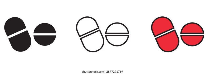 
Pills capsules icon in flat style. Medical tablet vector illustration on isolated background. Healthcare drug sign business concept. 1176