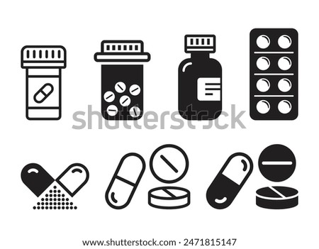 Pills capsules icon in flat style. Medical tablet vector illustration on isolated background. Healthcare drug sign business concept.