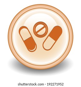 Pills and capsules icon set