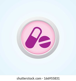 Pills and capsules icon set, Colourful vectors collection On Button.