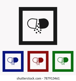Pills and Capsules Icons Set. Vector image for website.