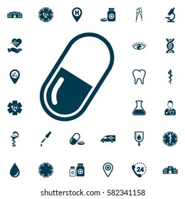 Pills and capsules, medical set on white background. Health Care Vector illustration