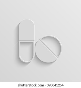 pills and capsules paper vector icon