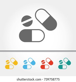 Pills Capsules Single Icon Vector Illustration