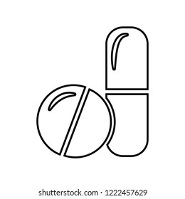Pills and capsules - vector icon without  fill