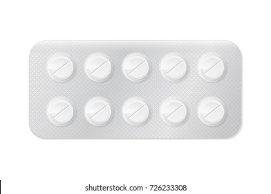 Pills or capsules white in blister package for tablet vector Illustration design.