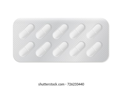 Pills or capsules white in blister package for tablet vector Illustration design.