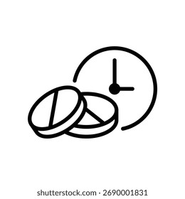  pills and clock vector icon medicine sign 