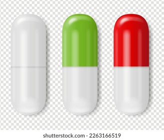 Pillensammlung einzeln auf transparentem Hintergrund mit Farbverlauf-Mesh, Vektorgrafik