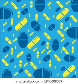 Pills collection. Medical pills and capsules seamless pattern. Vector illustration
