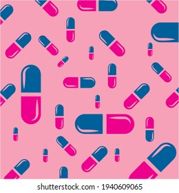 Pills collection. Medical pills and capsules seamless pattern. Vector illustration
