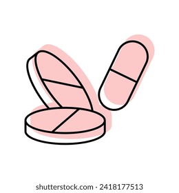 Pills color shadow line icon , vector, pixel perfect, illustrator file