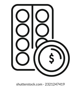 Pills compensation icon outline vector. Money benefit. Health work