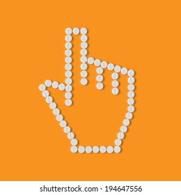 pills concept, cursor, hand