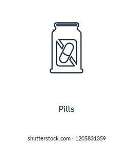 Pills concept line icon. Linear Pills concept outline symbol design. This simple element illustration can be used for web and mobile UI/UX.