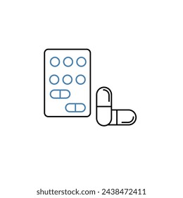 pills concept line icon. Simple element illustration. pills concept outline symbol design.