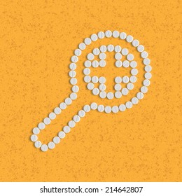 pills concept, magnifier