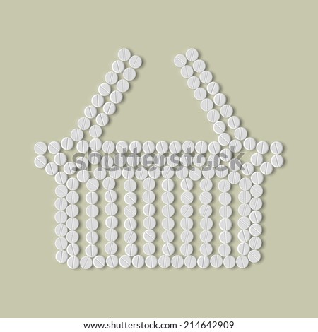 pills concept: shopping, basket