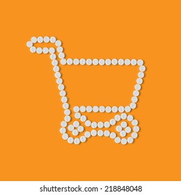 pills concept: shopping, trolley