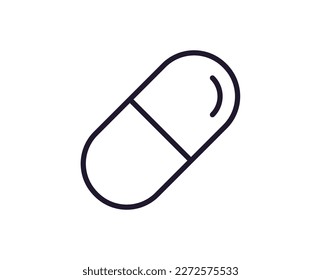 Pills concept. Single premium editable stroke pictogram perfect for logos, mobile apps, online shops and web sites. Vector symbol isolated on white background. 