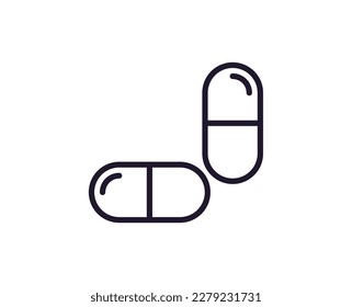 Concepto de píldoras. Pictograma de infarto único editable de primera calidad perfecto para logotipos, aplicaciones móviles, tiendas en línea y sitios web. Símbolo vector aislado en fondo blanco. 