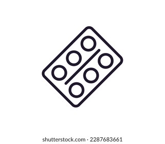 Pills concept. Single premium editable stroke pictogram perfect for logos, mobile apps, online shops and web sites. Vector symbol isolated on white background. 