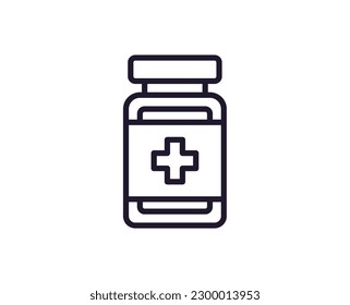 Pills concept. Single premium editable stroke pictogram perfect for logos, mobile apps, online shops and web sites. Vector symbol isolated on white background. 