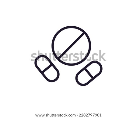 Pills concept. Single premium editable stroke pictogram perfect for logos, mobile apps, online shops and web sites. Vector symbol isolated on white background. 