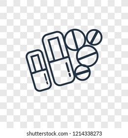 Pills concept vector linear icon isolated on transparent background, Pills concept transparency concept in outline style